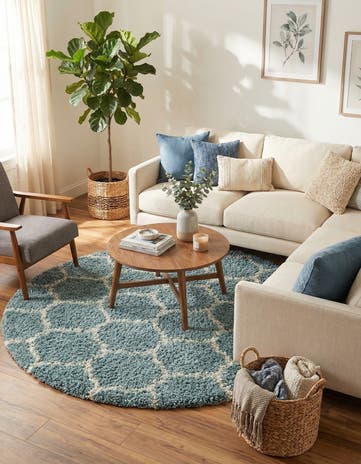 7' 10 x 7' 10 Lattice Shag Round Rug