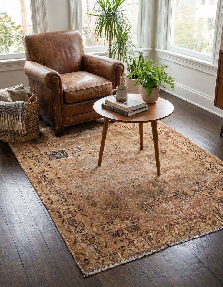 Detail image of 3' 6 x 4' 8  Hand Knotted Ultra Vintage Persian Wool Rug