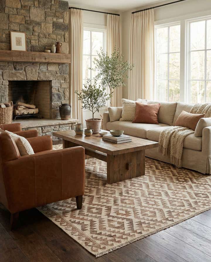 7' 1 x 9' 8 Hand Woven Kilim Maymana Wool Rug
