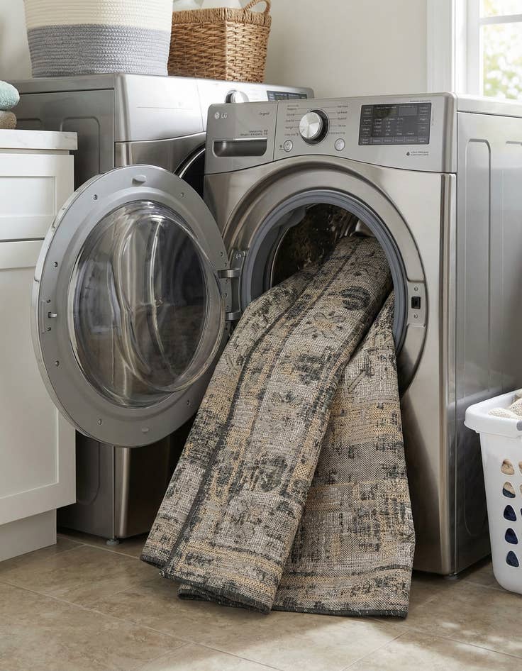 Detail image of  7' x 10'  Washable Traditional Indoor / Outdoor Rug