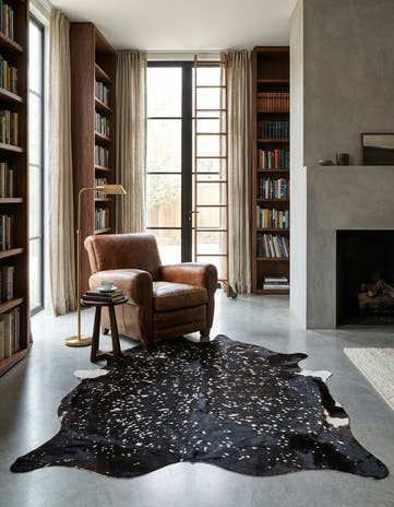 6' 3 x 6' 8 Cowhide Leather Square Rug