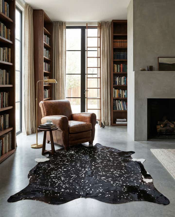 6' 3 x 6' 8 Cowhide Leather Square Rug