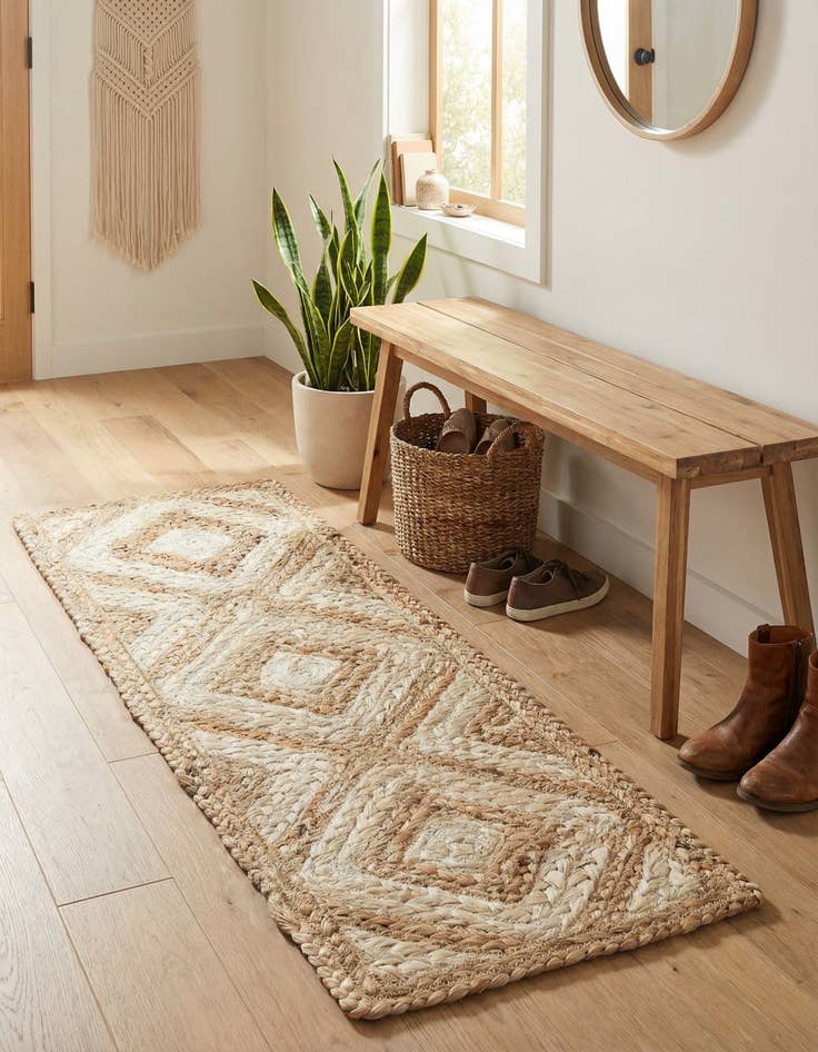 Detail image of 0' 9 x 2' 6  Hand Braided Jute Stair Rug