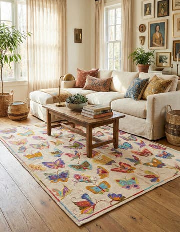 4' 10 x 6' 5 Hand Woven Kilim Suzani Wool Rug