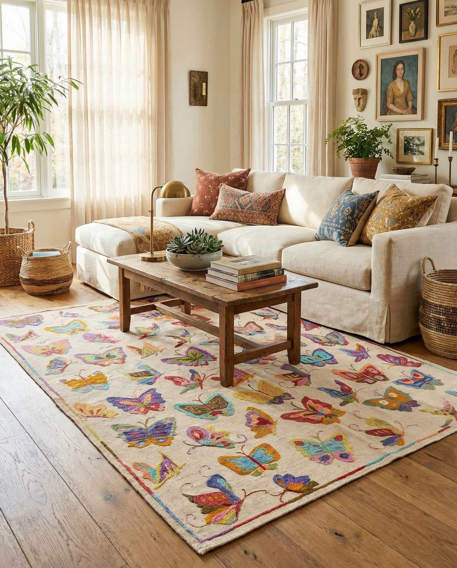 145cm x 195cm Tissé à la main Kilim Suzani Tapis Laine