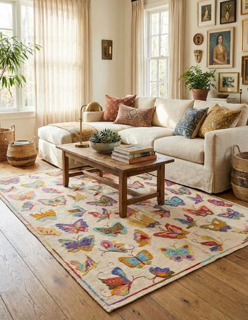4' 10 x 6' 5 Hand Woven Kilim Suzani Wool Rug