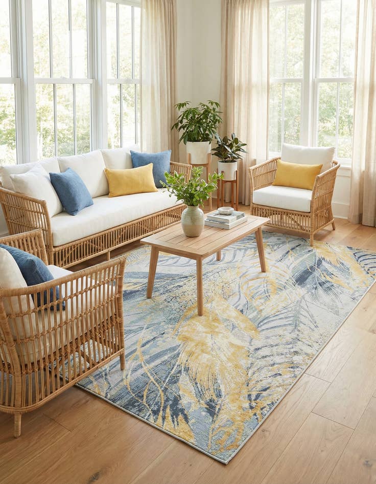 Detail image of  6' x 9'  Washable Botanical Indoor / Outdoor Rug