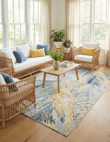6' x 9' Easy-Clean Botanical Indoor / Outdoor Rug