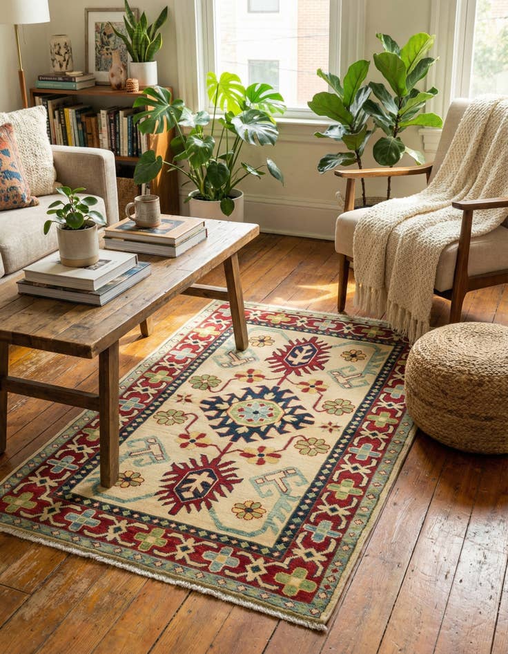 Detail image of 3' 3 x 5'  Hand Knotted Kazak Rug