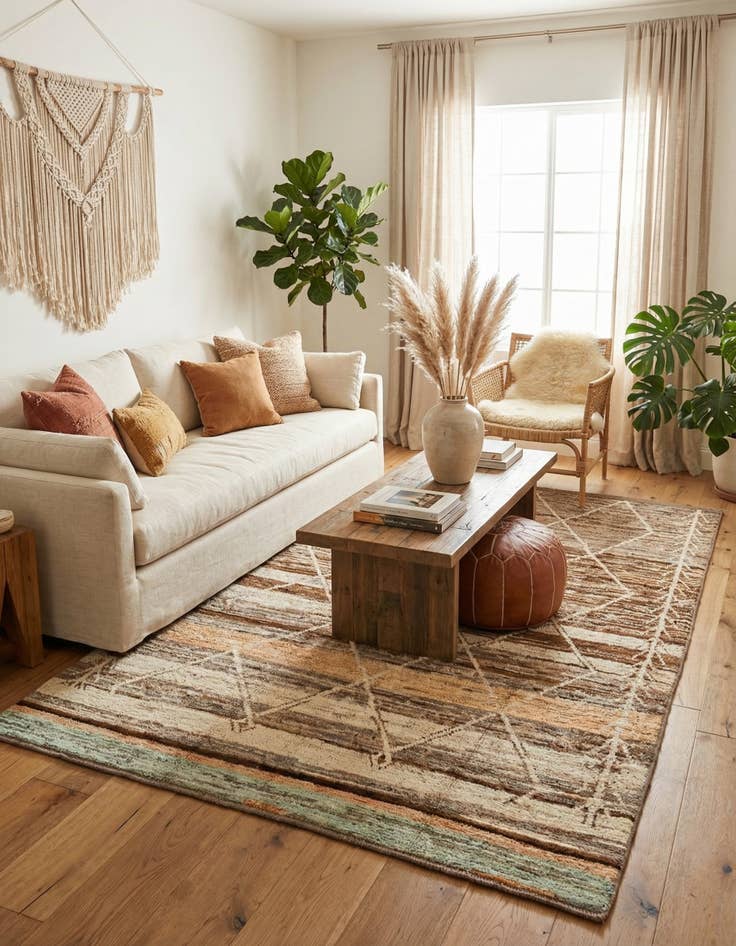 Detail image of 6' 9 x 9' 9  Hand Knotted Moroccan Wool Rug