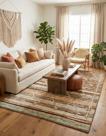 6' 9 x 9' 9 Hand Knotted Moroccan Wool Rug