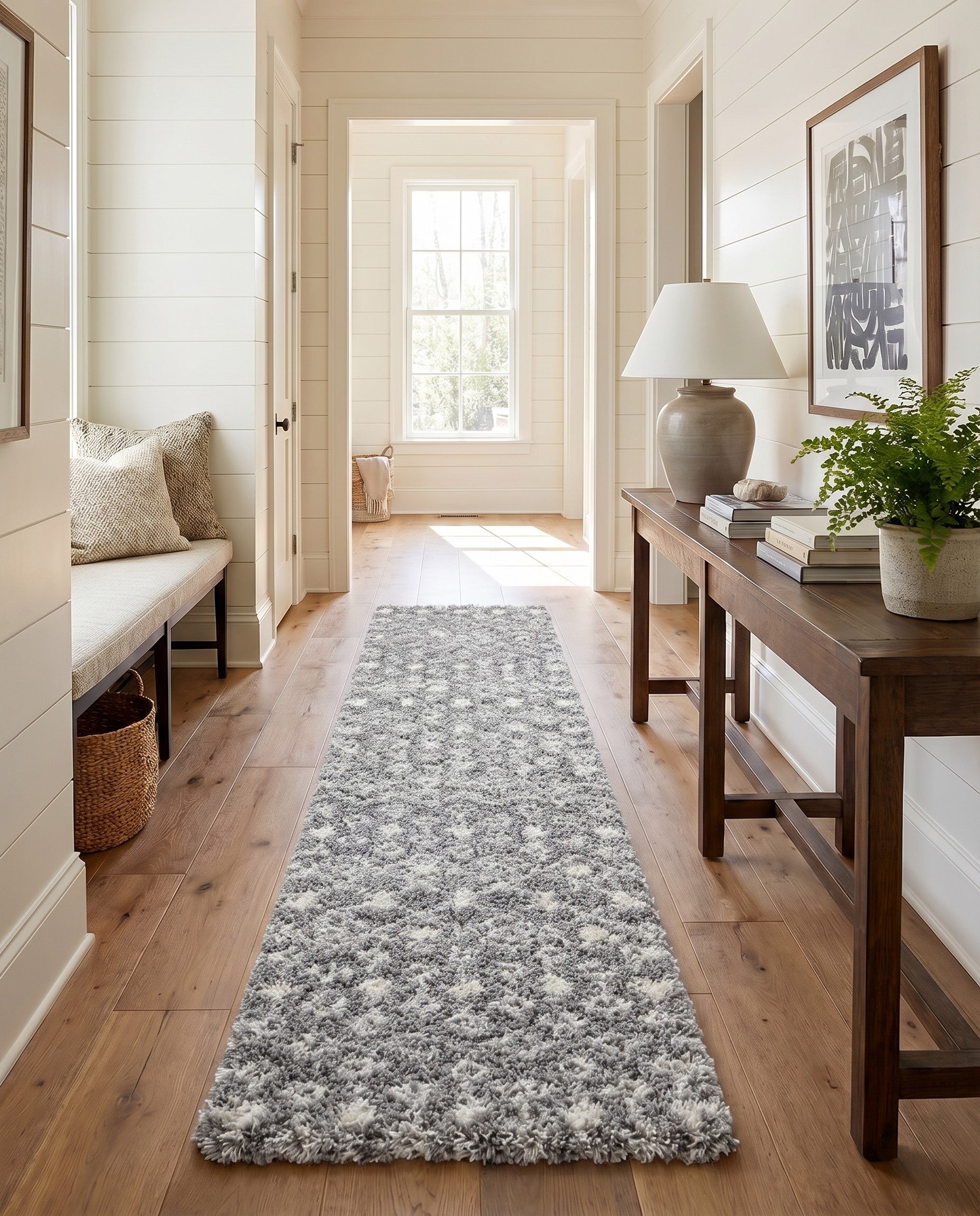 2' 7 x 12' Moroccan Trellis Shag Runner Rug