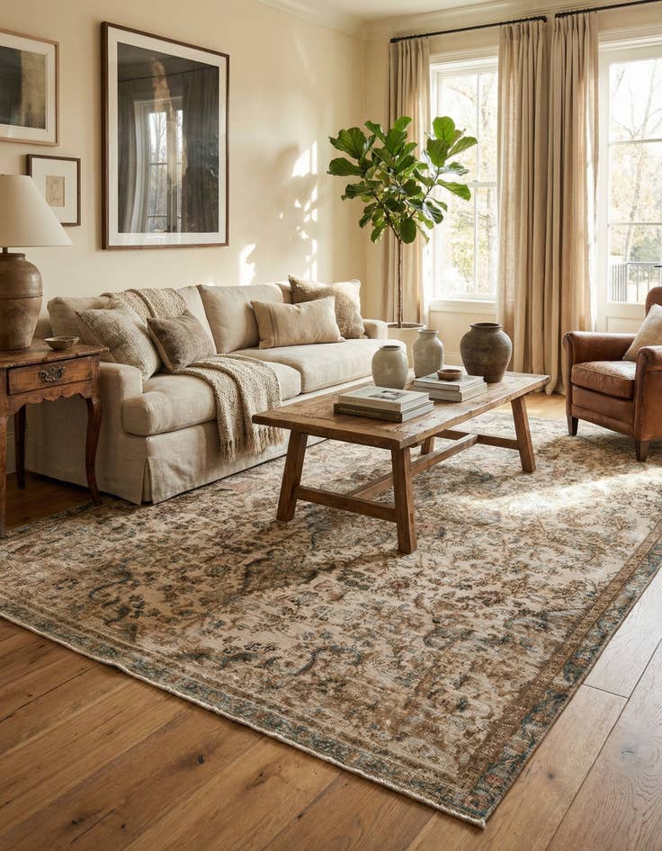 Detail image of 7' 2 x 9' 9  Hand Knotted Ultra Vintage Persian Wool Rug