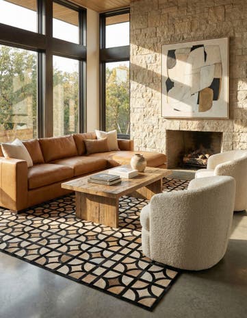 5' 2 x 8' Cowhide Leather Rug