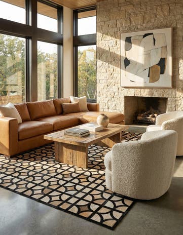 5' 2 x 8' Cowhide Leather Rug