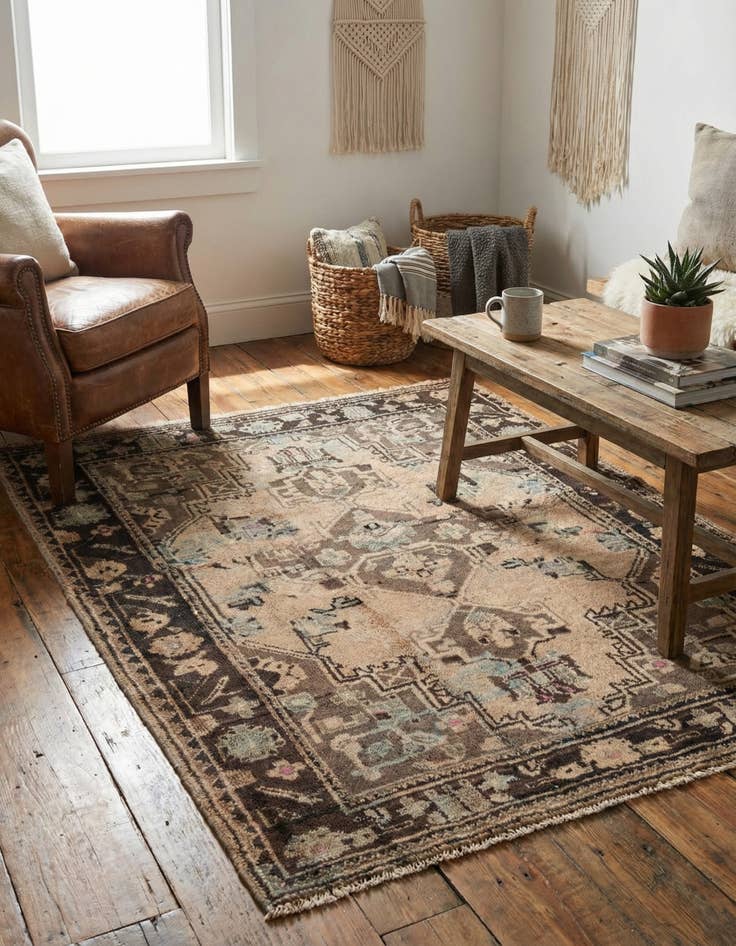 Detail image of 3' 3 x 3' 10  Hand Knotted Ultra Vintage Persian Wool Rug