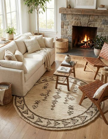 6' 3 x 6' 4 Hand Knotted Moroccan Wool Round Rug