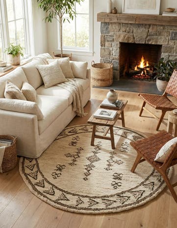 6' 3 x 6' 4 Hand Knotted Moroccan Wool Round Rug