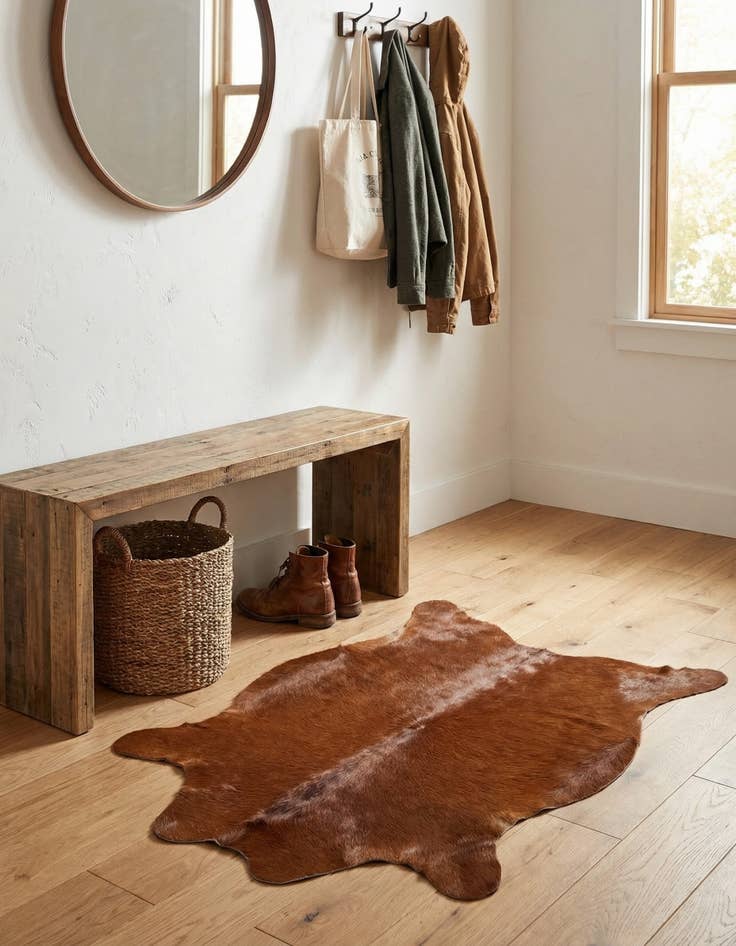 Detail image of 2' 2 x 2' 11 Cowhide Leather Rug