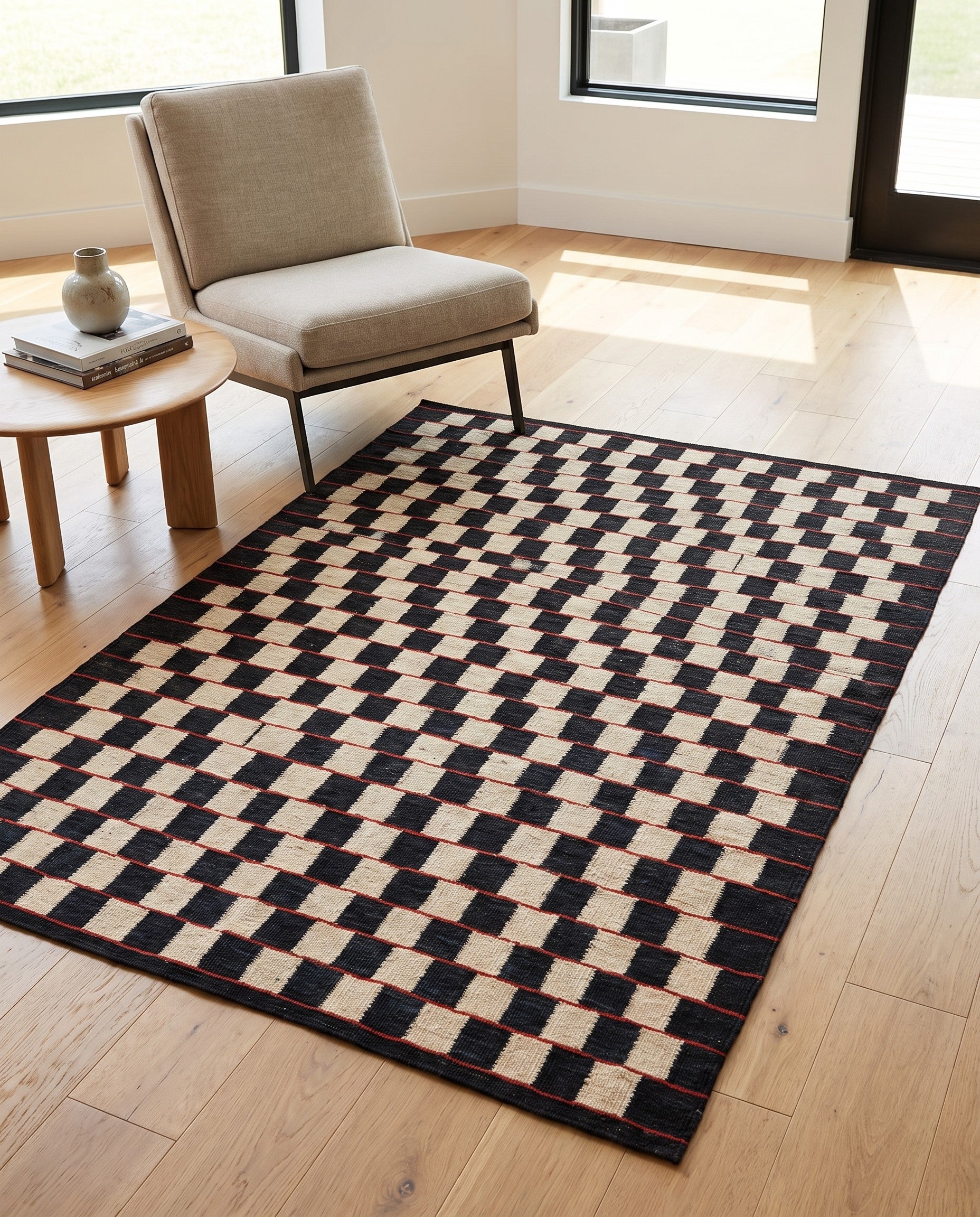 4' 2 x 5' 9 Hand Woven Kilim Modern Wool Rug