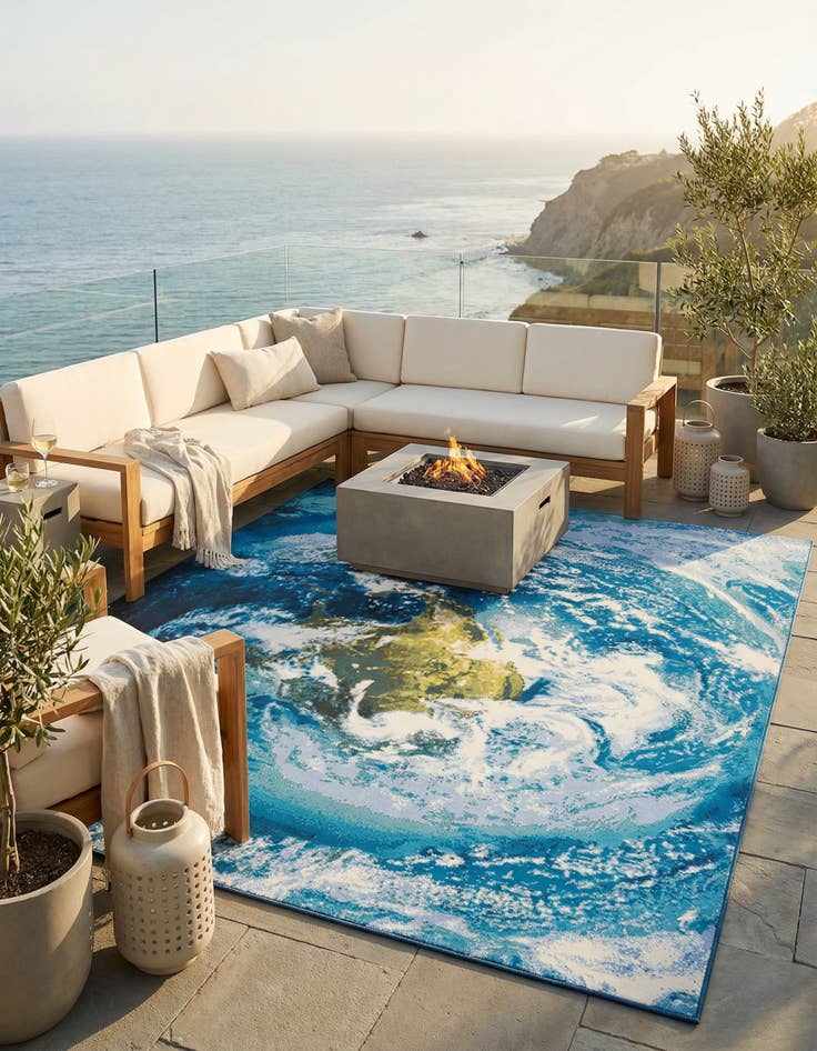 Detail image of 9' x 12'  Washable Modern Indoor / Outdoor Rug