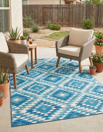 4' x 6' Easy-Clean Southwestern Indoor / Outdoor Rug
