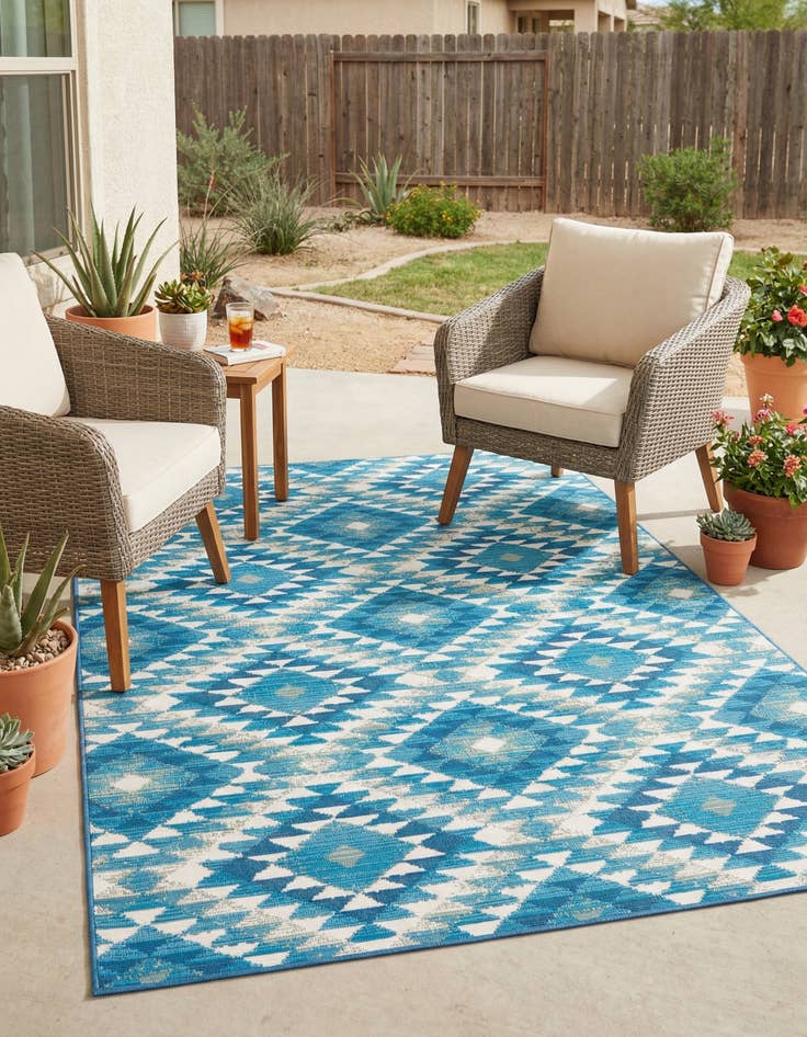 Detail image of 4' x 6'  Washable Southwestern Indoor / Outdoor Rug