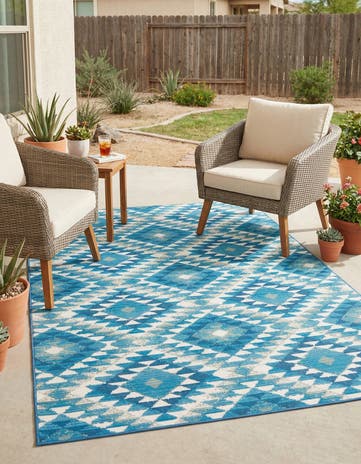 4' x 6' Easy-Clean Southwestern Indoor / Outdoor Rug