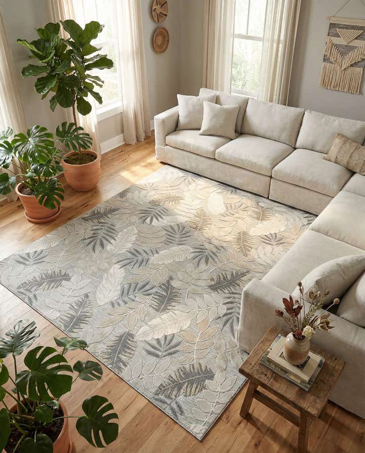 9' 9 x 12' Easy-Clean Botanical Indoor / Outdoor Rug
