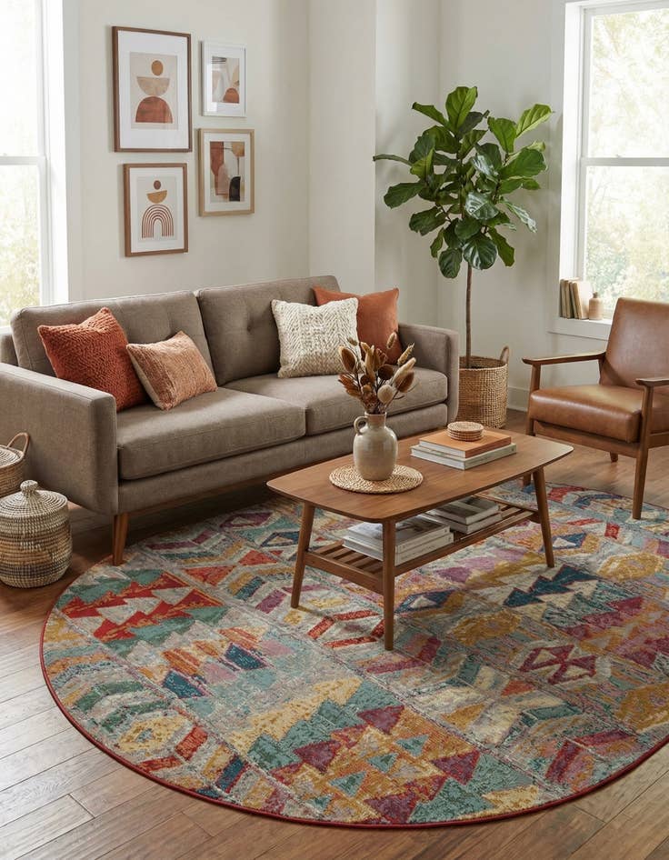 Detail image of 7' 10 x 10'  Washable Modern Indoor / Outdoor Oval Rug