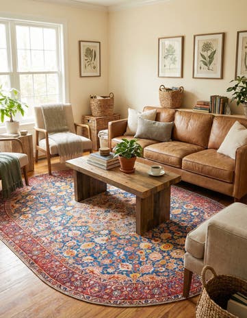 Navy Blue Washable Timeless Oval Rug
