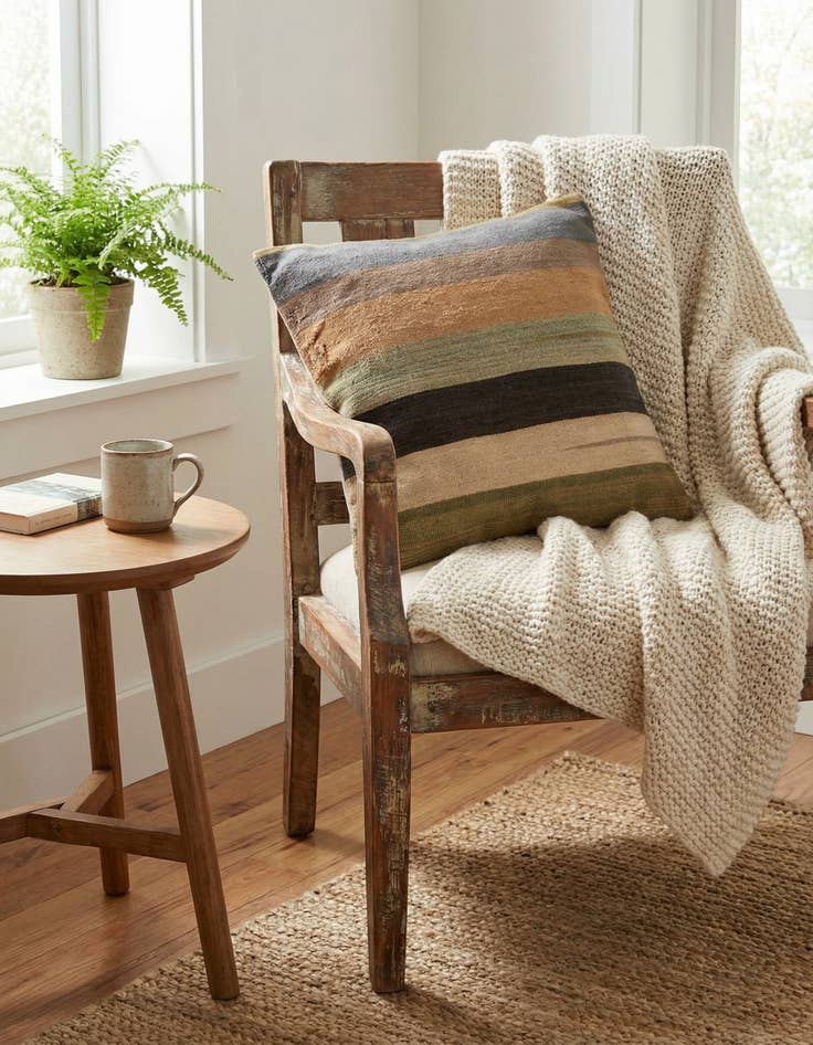 Detail image of  1' 8 x 1' 8  Hand Woven Pillow Wool Square Rug