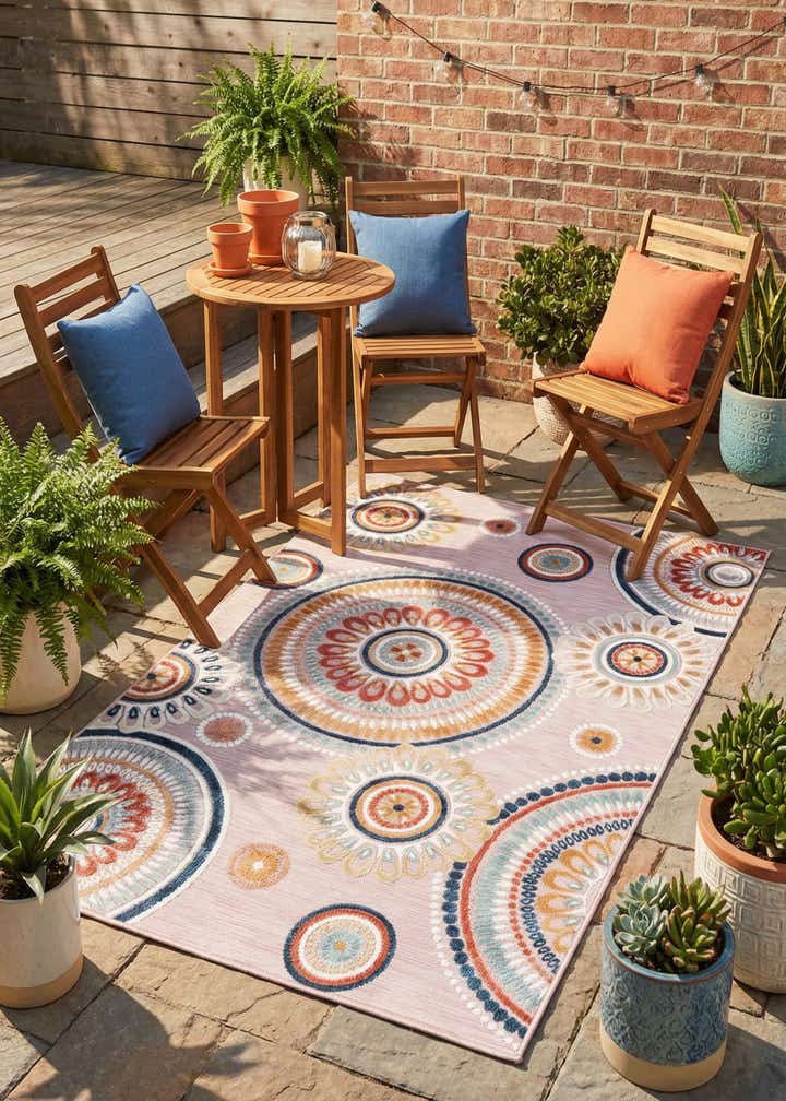 5' 2 x 8' Easy-Clean Botanical Indoor / Outdoor Rug