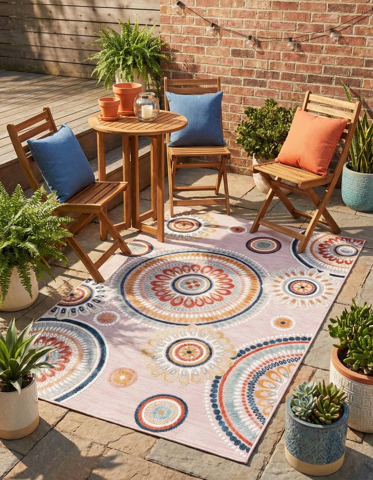 Detail image of  5' 2 x 8'  Washable Botanical Indoor / Outdoor Rug