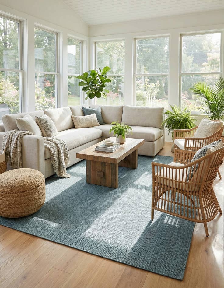 Detail image of  10' x 14' 1  Washable Solid Indoor / Outdoor Rug