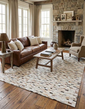 7' 11 x 9' 11 Cowhide Stocks Rug