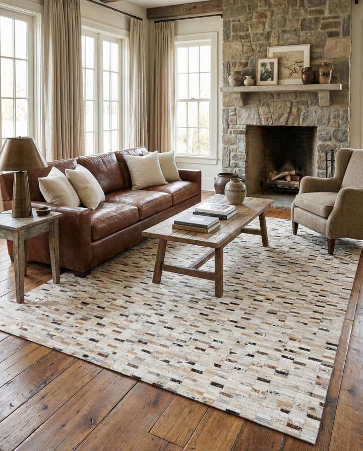 7' 11 x 9' 11 Cowhide Stocks Rug