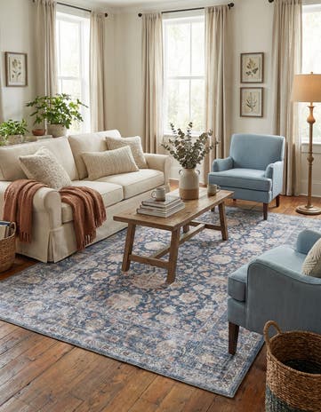Royal Navy Blue Washable Yara Rug