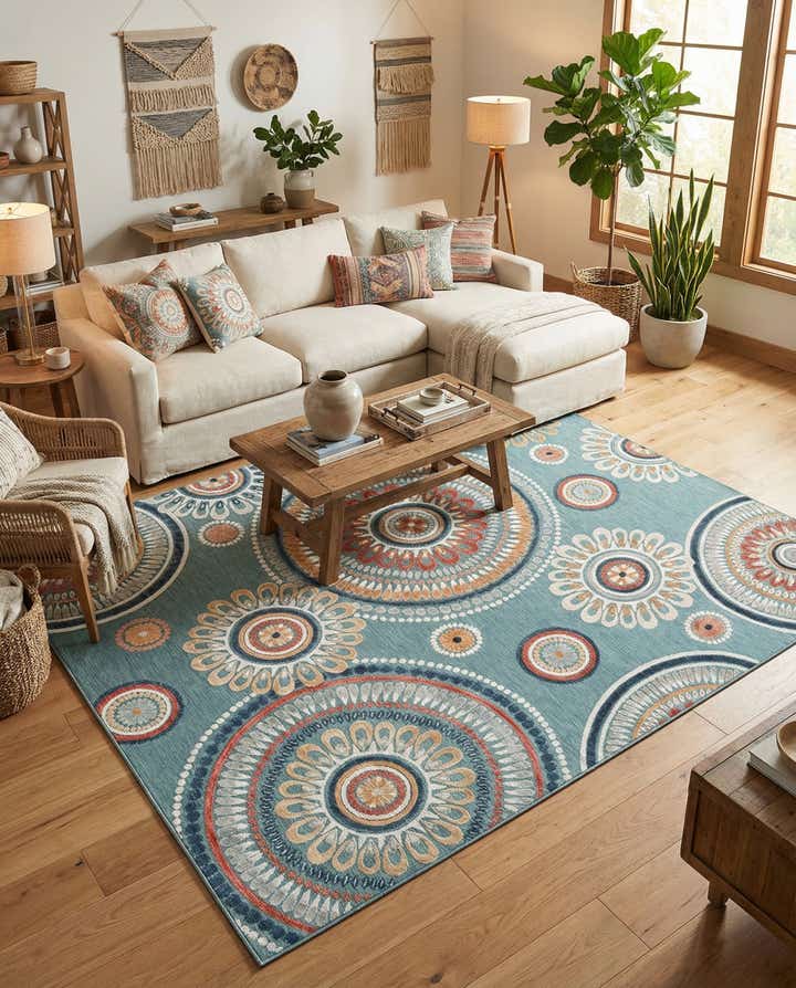 8' 2 x 10' Easy-Clean Botanical Indoor / Outdoor Rug