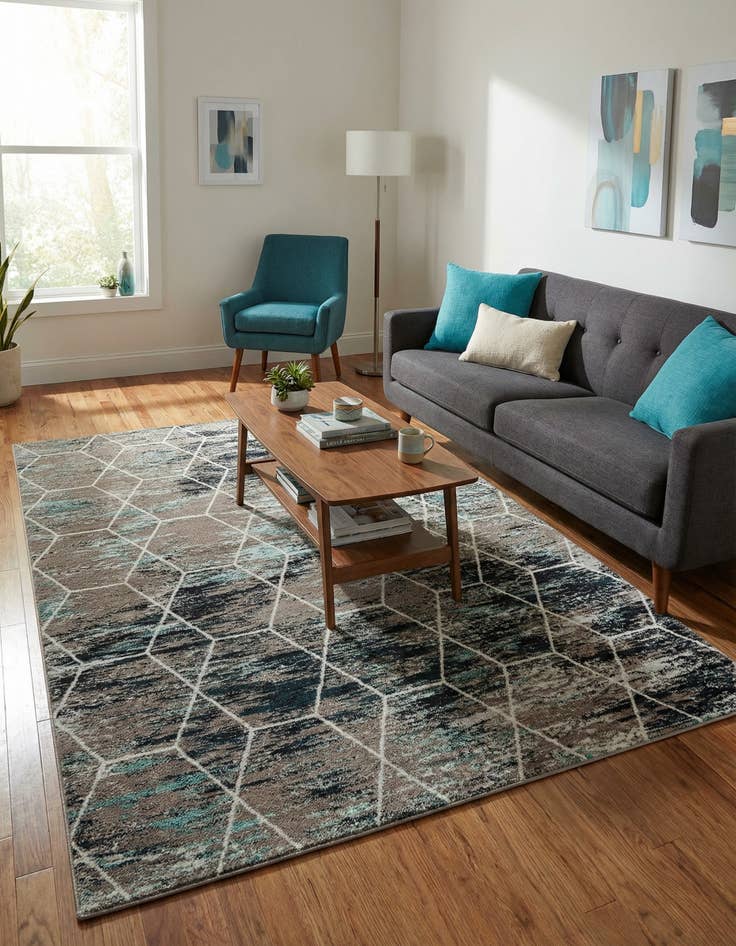 Detail image of  7' 10 x 11' Lattice Frieze Rug