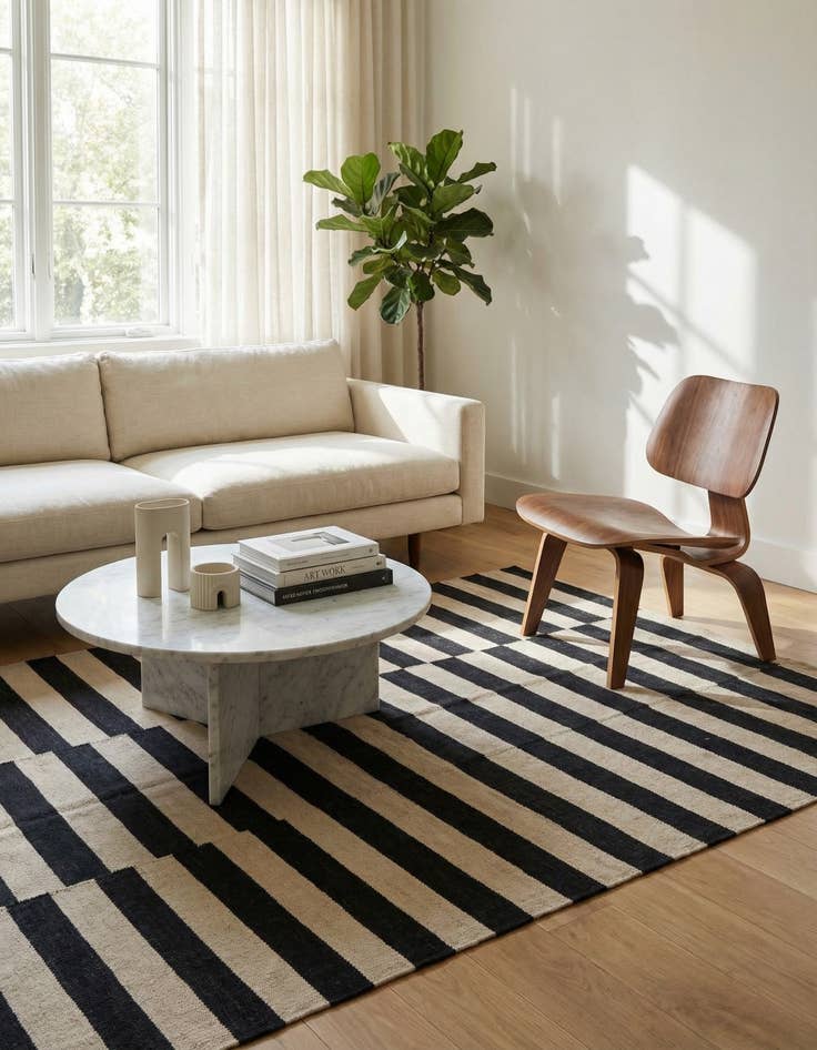 Detail image of 4' 3 x 5' 10  Hand Woven Kilim Modern Wool Rug