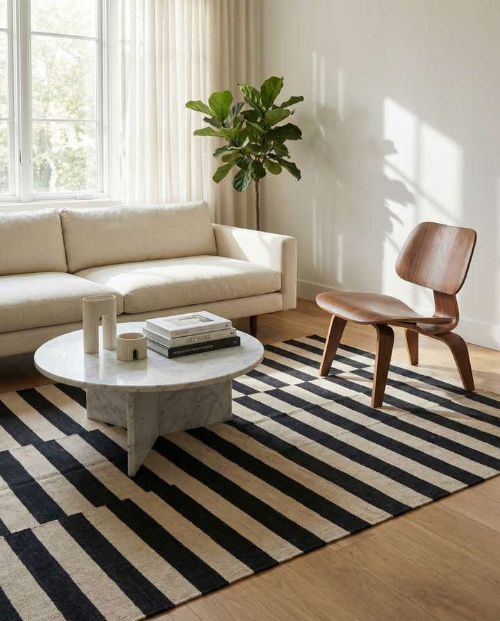 4' 3 x 5' 10 Hand Woven Kilim Modern Wool Rug