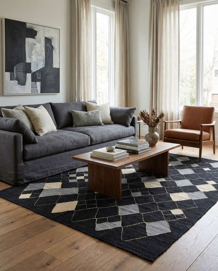 5' 1 x 6' 5 Hand Woven Kilim Modern Wool Rug