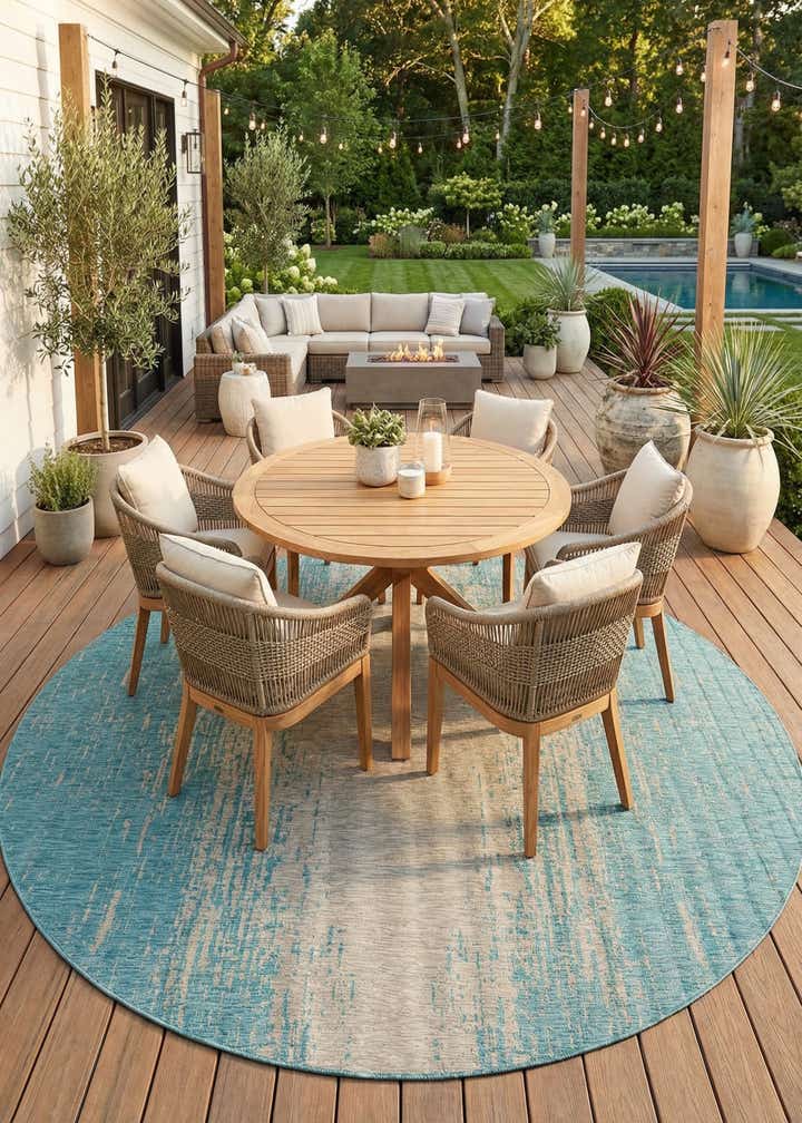 10' 8 x 10' 8 Easy-Clean Modern Indoor / Outdoor Round Rug