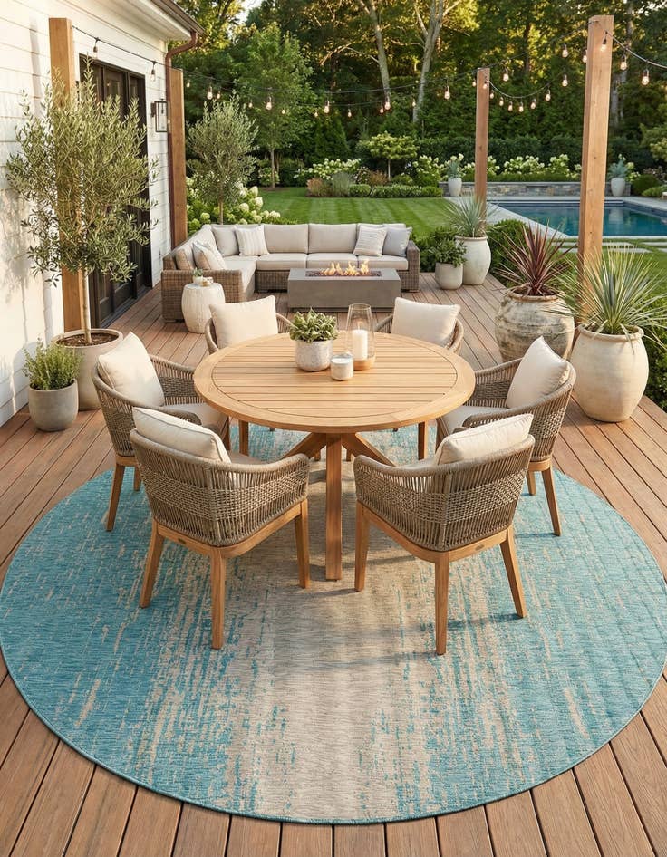 Detail image of 10' 8 x 10' 8 Easy-Clean Modern Indoor / Outdoor Round Rug