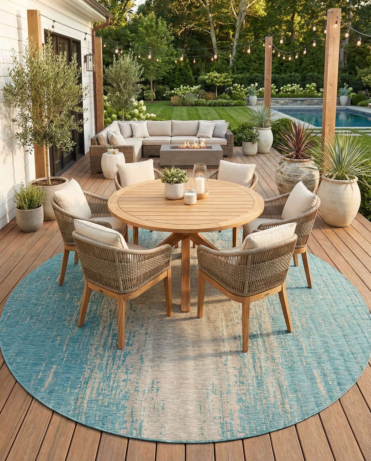 10' 8 x 10' 8 Easy-Clean Modern Indoor / Outdoor Round Rug