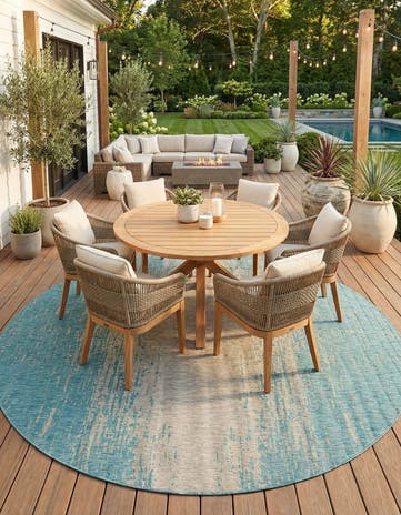 10' 8 x 10' 8 Easy-Clean Modern Indoor / Outdoor Round Rug