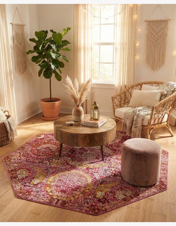 Pink Santiago Octagon Rug