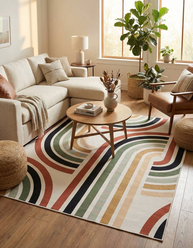 Detail image of 7' 10 x 10' Easy-Clean Modern Indoor / Outdoor Rug