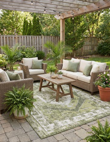 7' 10 x 11' Easy-Clean Traditional Indoor / Outdoor Rug